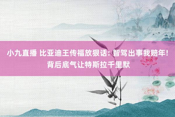 小九直播 比亚迪王传福放狠话: 智驾出事我赔年! 背后底气让特斯拉千里默