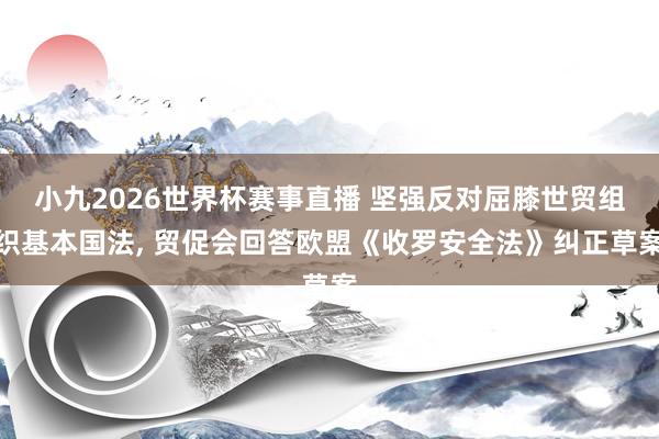 小九2026世界杯赛事直播 坚强反对屈膝世贸组织基本国法, 贸促会回答欧盟《收罗安全法》纠正草案