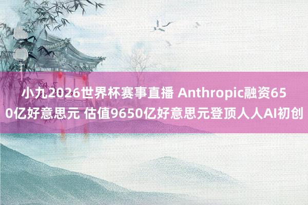 小九2026世界杯赛事直播 Anthropic融资650亿好意思元 估值9650亿好意思元登顶人人AI初创