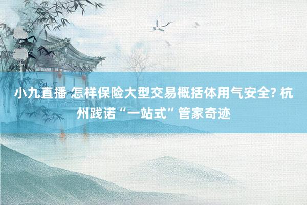 小九直播 怎样保险大型交易概括体用气安全? 杭州践诺“一站式”管家奇迹