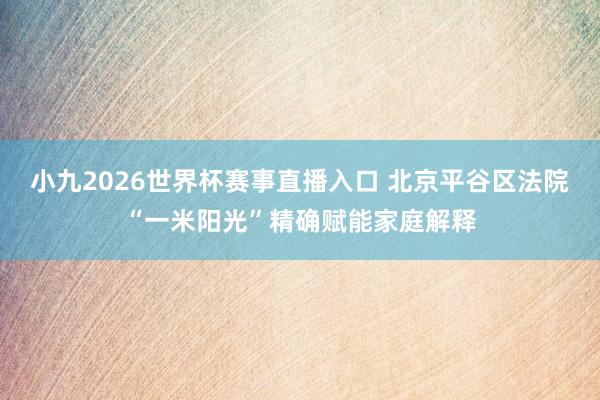 小九2026世界杯赛事直播入口 北京平谷区法院“一米阳光”精确赋能家庭解释