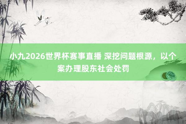 小九2026世界杯赛事直播 深挖问题根源，以个案办理股东社会处罚