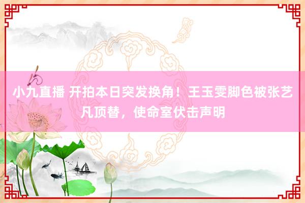 小九直播 开拍本日突发换角！王玉雯脚色被张艺凡顶替，使命室伏击声明