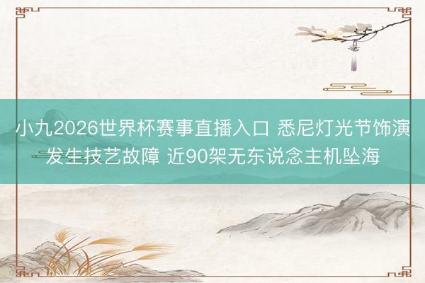 小九2026世界杯赛事直播入口 悉尼灯光节饰演发生技艺故障 近90架无东说念主机坠海