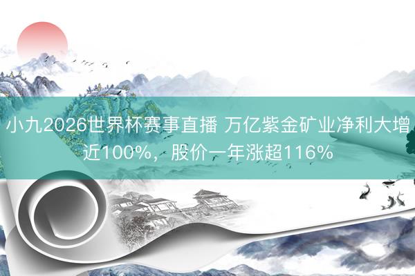 小九2026世界杯赛事直播 万亿紫金矿业净利大增近100%，股价一年涨超116%
