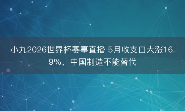 小九2026世界杯赛事直播 5月收支口大涨16.9%,中国制造不能替代
