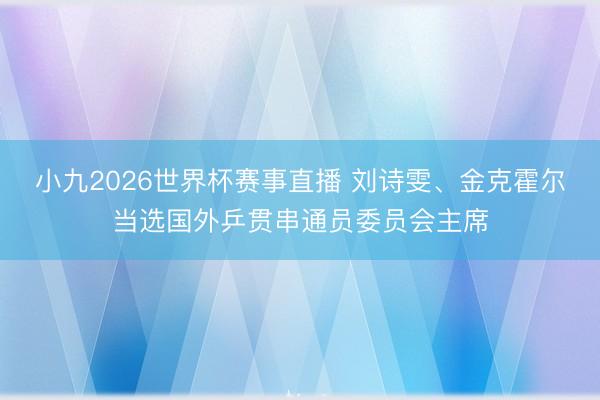 小九2026世界杯赛事直播 刘诗雯、金克霍尔当选国外乒贯串通员委员会主席
